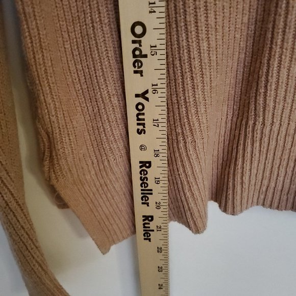 Madewell Knit Sweater Women's XS Blush Pink Boxy Cropped Ribbed Pullover Pockets - Picture 12 of 14